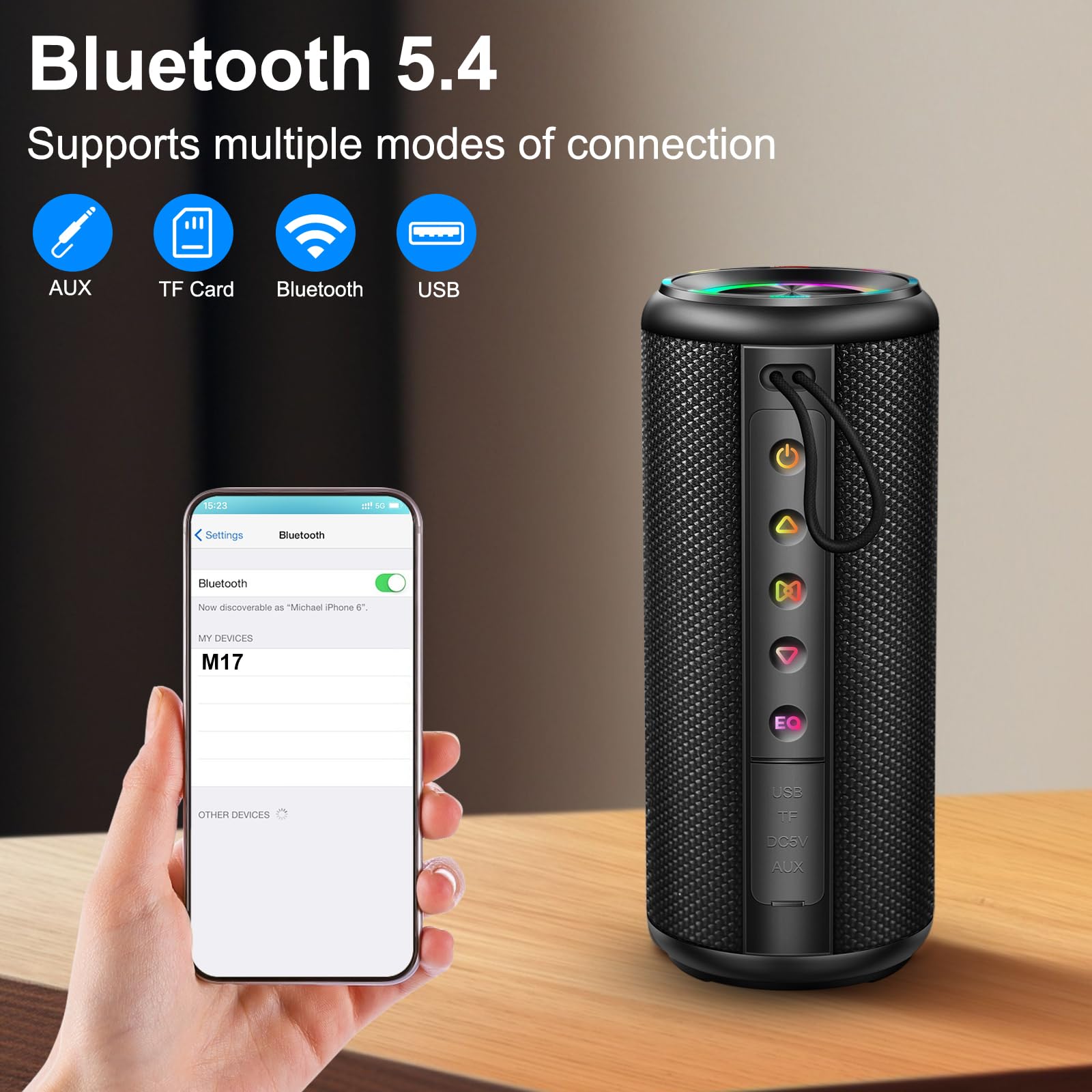 Cassa Bluetooth Potente 30W, Altoparlante Bluetooth con Doppio Driver Basso, 30H Autonomia, 5 RGB Modalità, Accoppiamento TWS, IPX7 Impermeabile, Supporto AUX/TF, Speaker Bluetooth per Feste/Viaggi