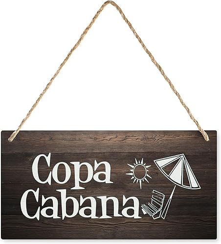 Cartel de madera Copa Cabana vintage rústico para el hogar, baño, sala de estar, bar, club, decoración de pared, letrero de arte retro de 12 x 8
