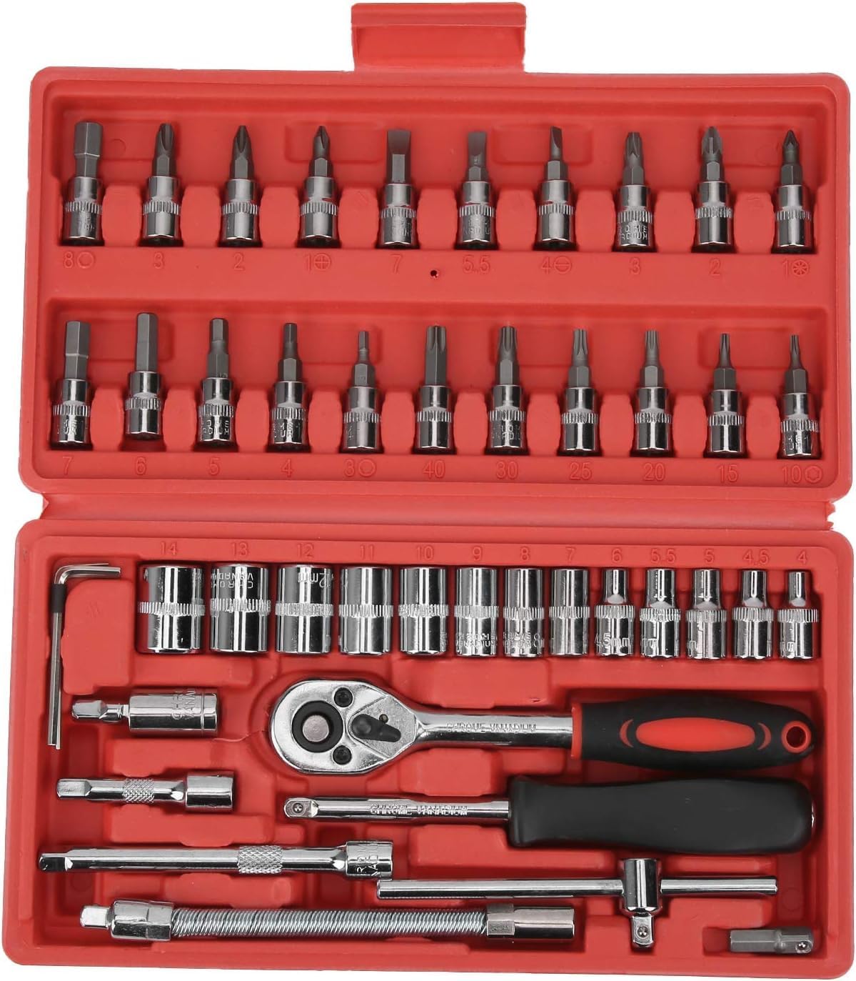 Pamidhar 46 in 1 Pcs tool kit & Screwdriver set and Socket Set Wrench Set Multi Purpose Combination Tool Case Precision Socket Set, Combination Vanadium Steel