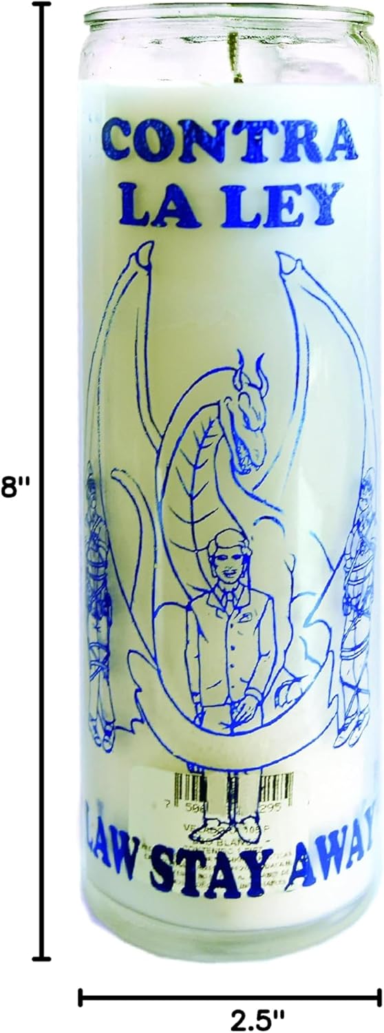 3 PCS Candle Glass JAR Law Stay Away Contra LA Ley VELADORA Burns 120 Hours