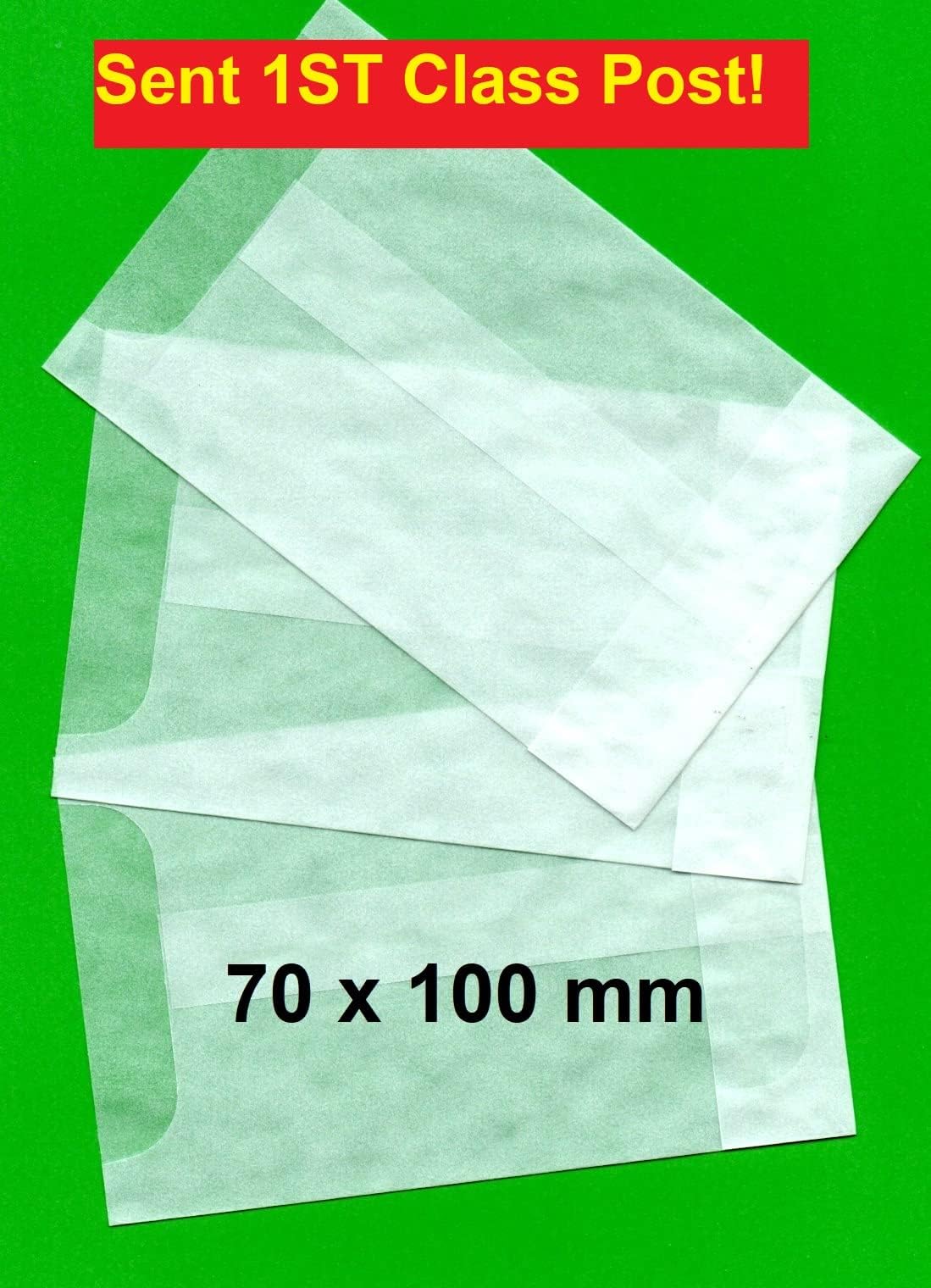 Glassine Envelopes or Bags: 72x100mm, 100 Pack - Sent 1st Class!