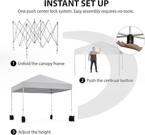 Miniatura 10 de Tienda de campaña desplegable de 10 x 10 pies con 1 pared lateral extraíble, toldo comercial instantáneo con parte superior ventilada, bolsa con