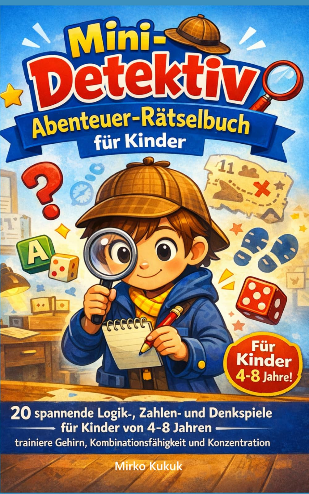 Mini-Detektiv Abenteuer-Rätselbuch für Kinder: 20 spannende Logik-, Zahlen- und Denkspiele für Kinder von 4–8 Jahren – trainiere Gehirn, Kombinationsfähigkeit & Konzentration