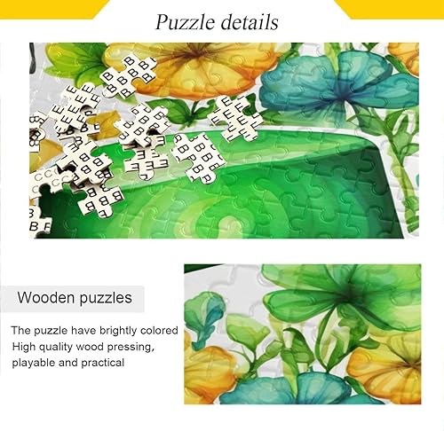 Miniatura 2 de Nander Rompecabezas de 1000 piezas de sombrero y trébol del día de San Patricio para adultos, adolescentes y niños, divertido juego familiar para