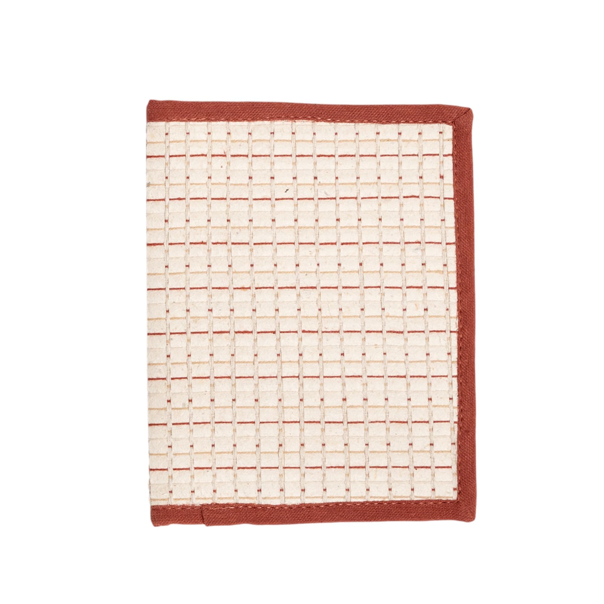 Saad Hand-Woven Passport Holder | Sustainable Banana Fibre Travel Wallet | Eco-Friendly Handmade Passport Cover for Men & Women (15cm x 12cm) (Brick Red)-image-9