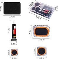 Vista 6 de Kit de reparación de neumáticos de bicicleta, parche de perforación de tubo interior con parches de vulcanización, parches sin pegamento, raspado
