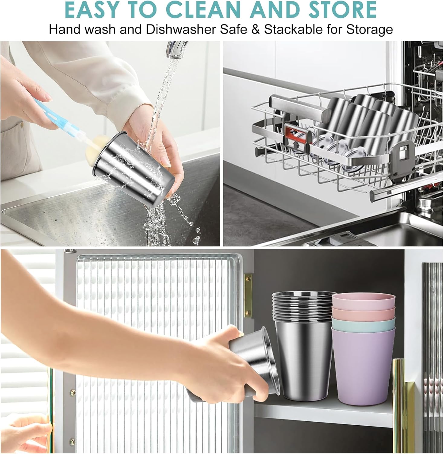 Kids Cups Spill Proof, 4 Pack 12oz Stainless Steel Toddler Cups with Straws and Lids, Sippy Cup with Silicone Sleeves, Kids Cups for School Home - Image 6