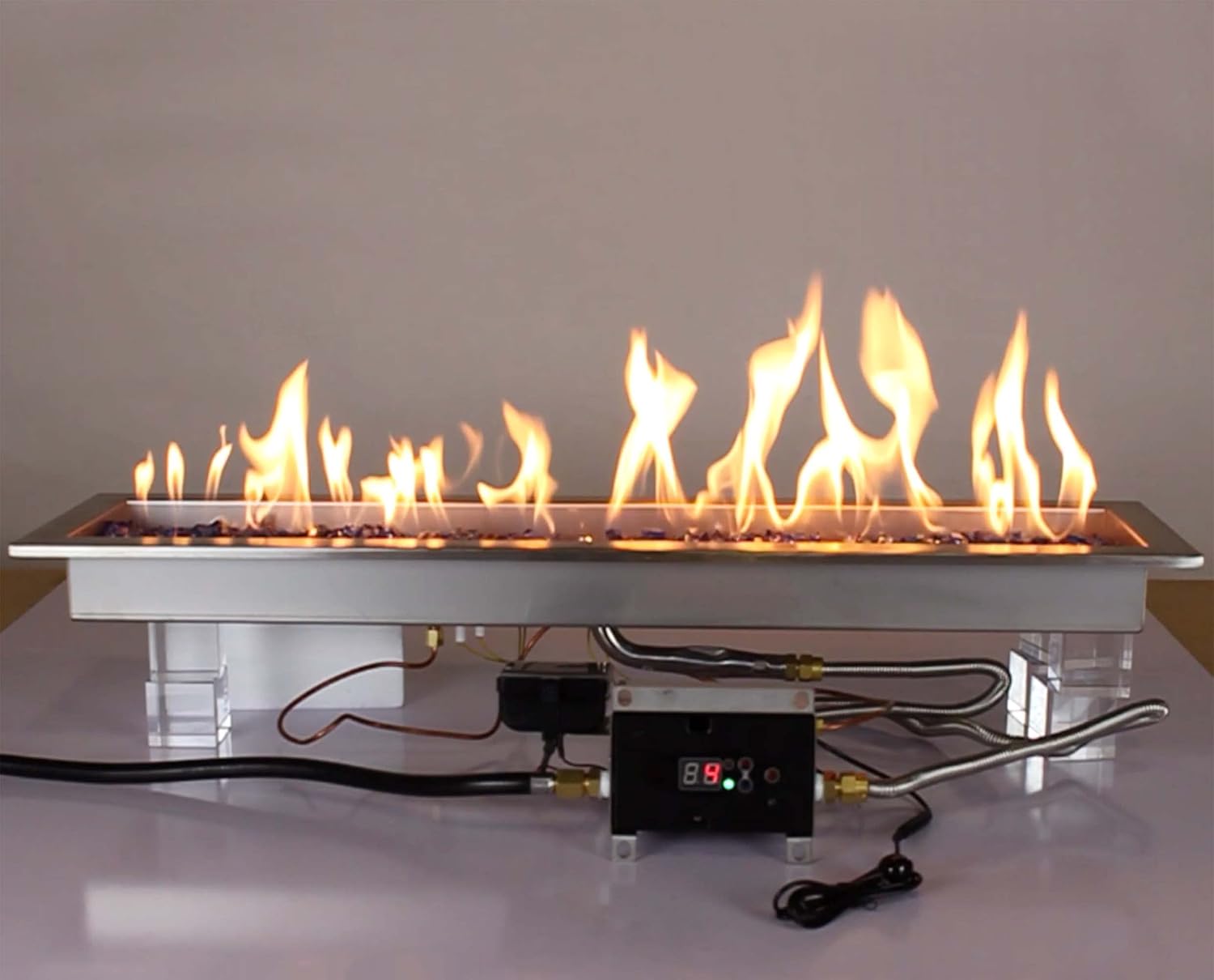 Celestial 30" x 6" Remote Control Fire Pit Burner Kit, Stainless Steel, Electronic Ignition, Natural Gas