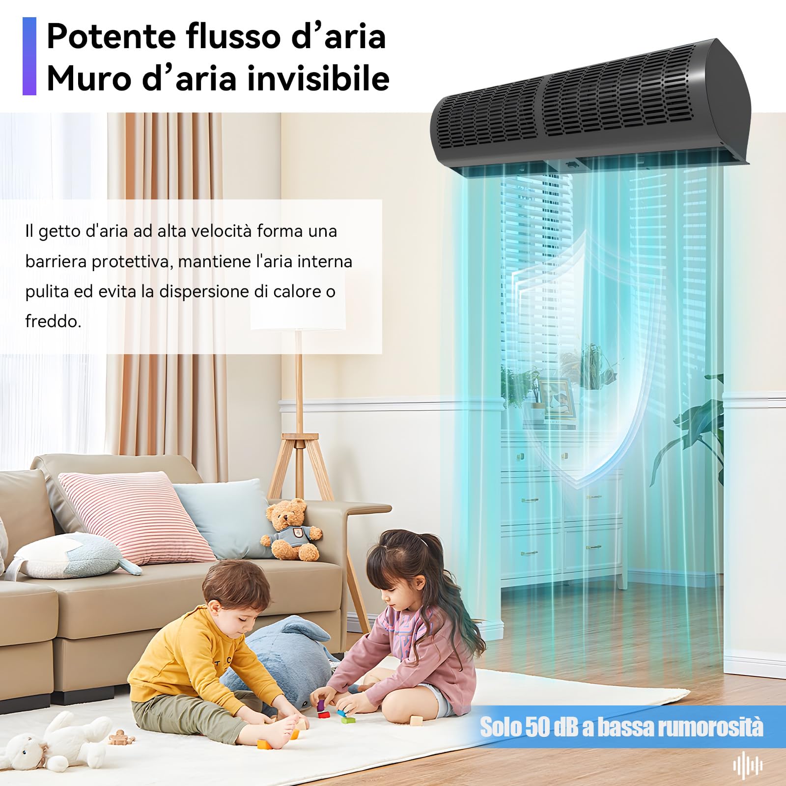 Barriera D'aria, Barriera Aria, Commerciale Barriera Aria a Parete, 2 velocità, Silenzioso, 60/90/100/120cm, Air Barrier per Ingresso in casa, Ristorante, Negozio, Facile da Installare