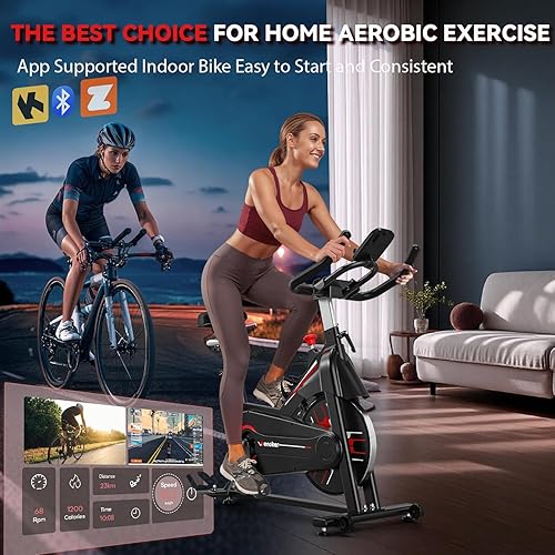 Miniatura 2 de Exercise Bike, Wenoker Magnetic Resistance Stationary Bike for Home App Sync Indoor Bike with 350lbs Weight Capacity, Tablet Holder and Fitness