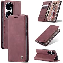 Huawei P50 Pro i in K l f, Vintage PU Deri C zdan K l f, Kart Yuvas , Destek  ubu u, Manyetik Kapatma Darbeye Dayan kl  A l r Folyo K l f Kapak Huawei P50 Pro i in - K rm z