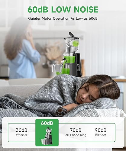 Miniatura 7 de Exprimidores de prensa en frío, exprimidores de masticación lenta con canal de alimentación doble de 3.3 pulgadas de ancho para frutas y verduras