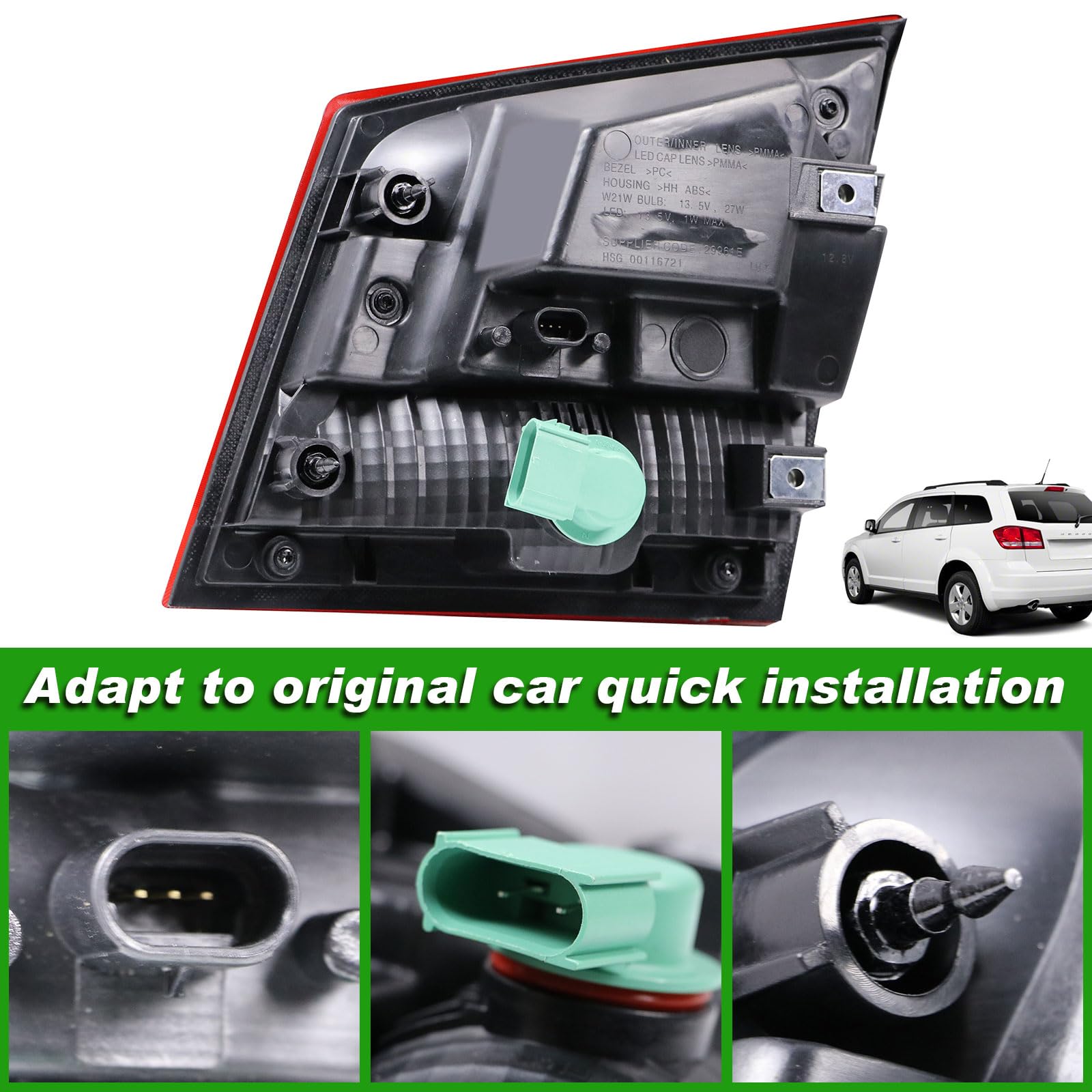 Lochnchn Inner Tail Lights Compatible with Dodge Journey 2011-2020 Rear LED Taillights Assembly Left Driver Side Tail Lamp Replace 68078517AD 68078517AE