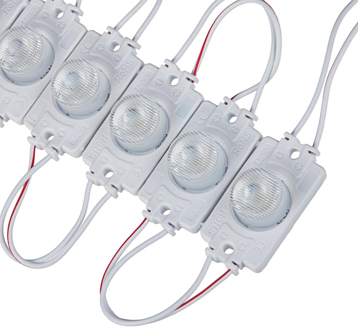 40 PCS White 6500K 1.2W 12V LED Modules with Lens for Light Box Waterproof with Tape Adhesive Back