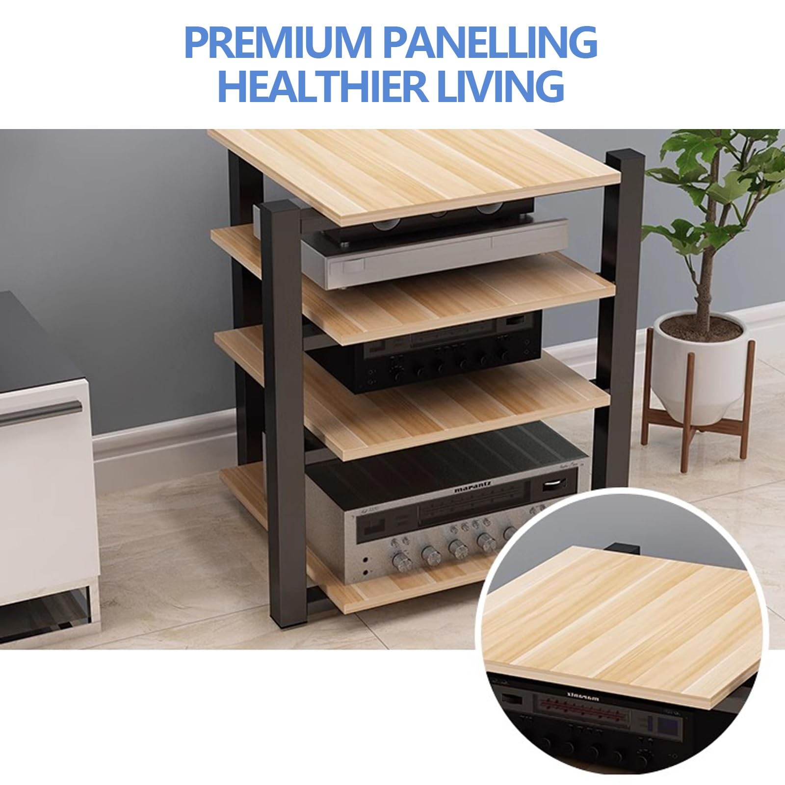 Stojak HiFi o, 2/3/4-poziomowy stojak AV Ma, gramofon Sto, półka na płyty winylowe, solidny brązowy stojak (70 x 55 x 40 cm) - idealny do kina domowego i konfiguracji