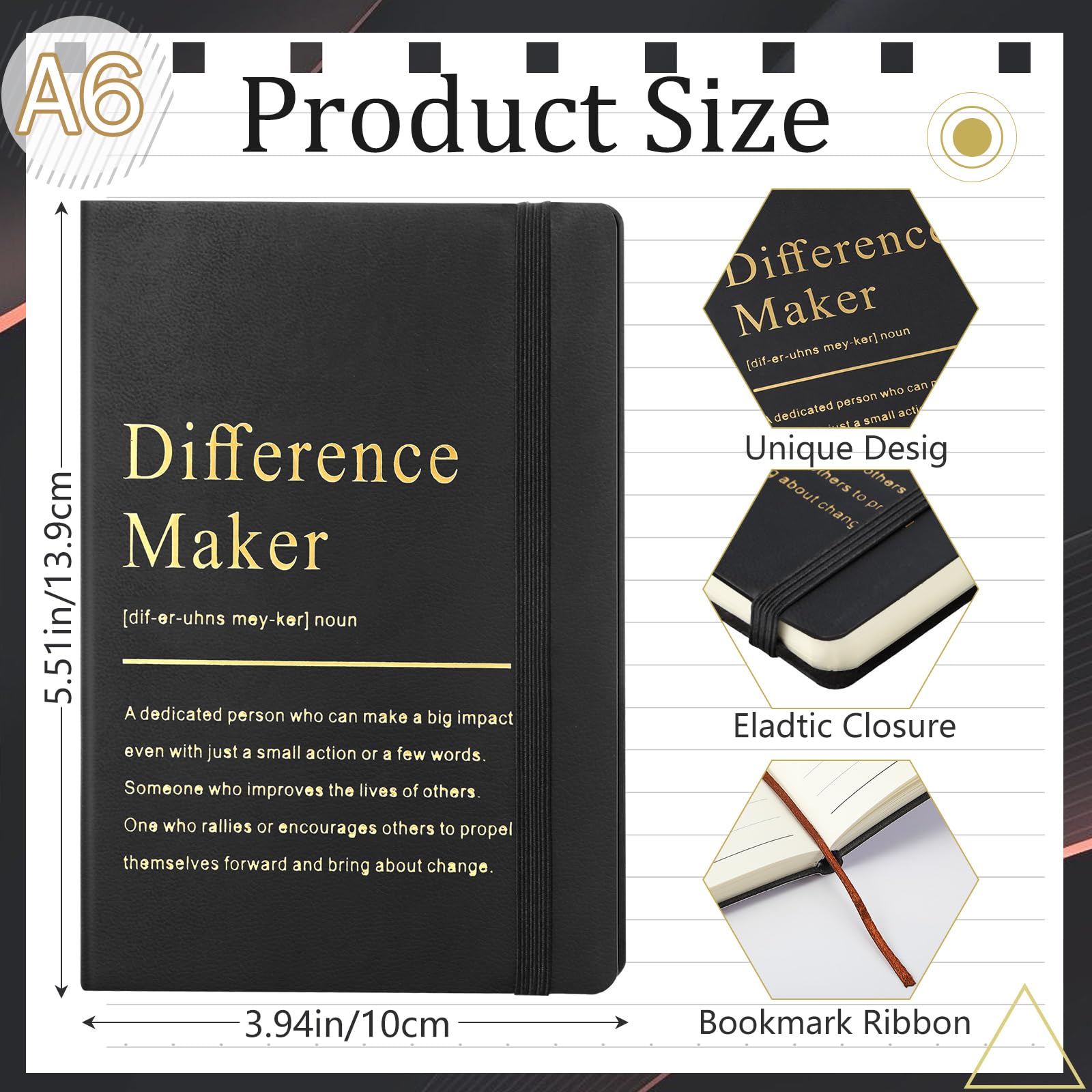 Chiisong 24 Pcs Employee Appreciation Gifts A6 Small Leather Journals Bulk Inspirational Different Maker Notebook Thank You Gift for Women Leadership Coworker Team Staff Christmas (Black)
