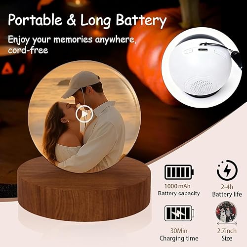 Miniatura 5 de Lámpara orbe de memoria 3D 2026, reproductor de video de bola de cristal de 2.7 pulgadas, videos y fotos personalizables, regalo de esfera de