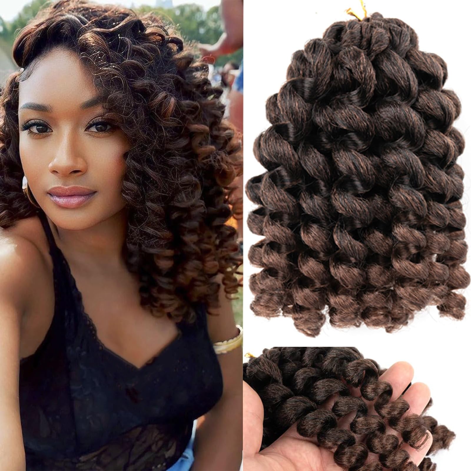 8 Inch 5 Pcs Wand Curl Jamaican Bounce Crochet Hair Short Curly Braids Hair Curly Crochet Hair for Black Women 20 Roots/Pack(T30)