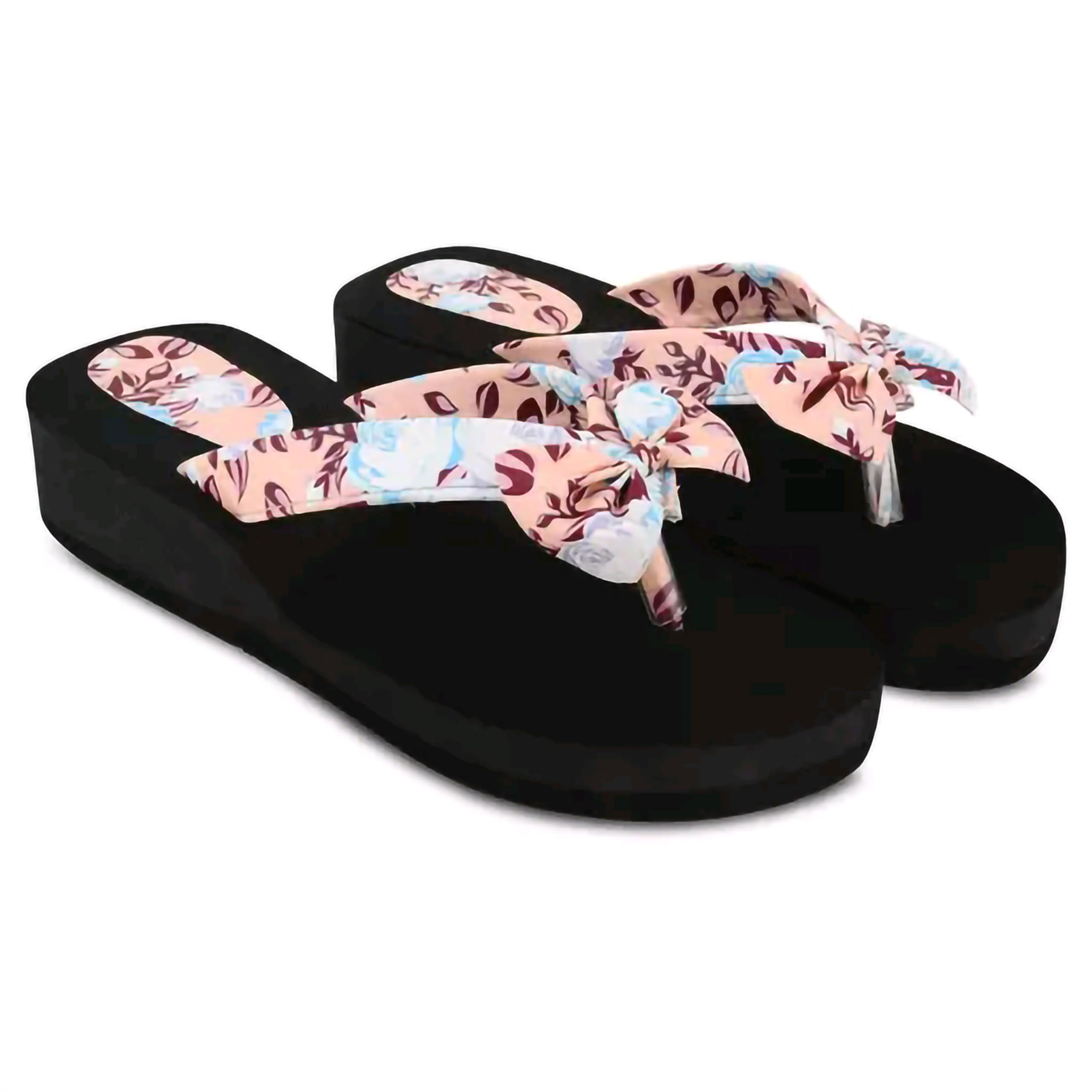 Floral Delight Womens Flip Flops - Black Blossoms (4) (B0D3122Z19) Amazon Price History, Amazon Price Tracker