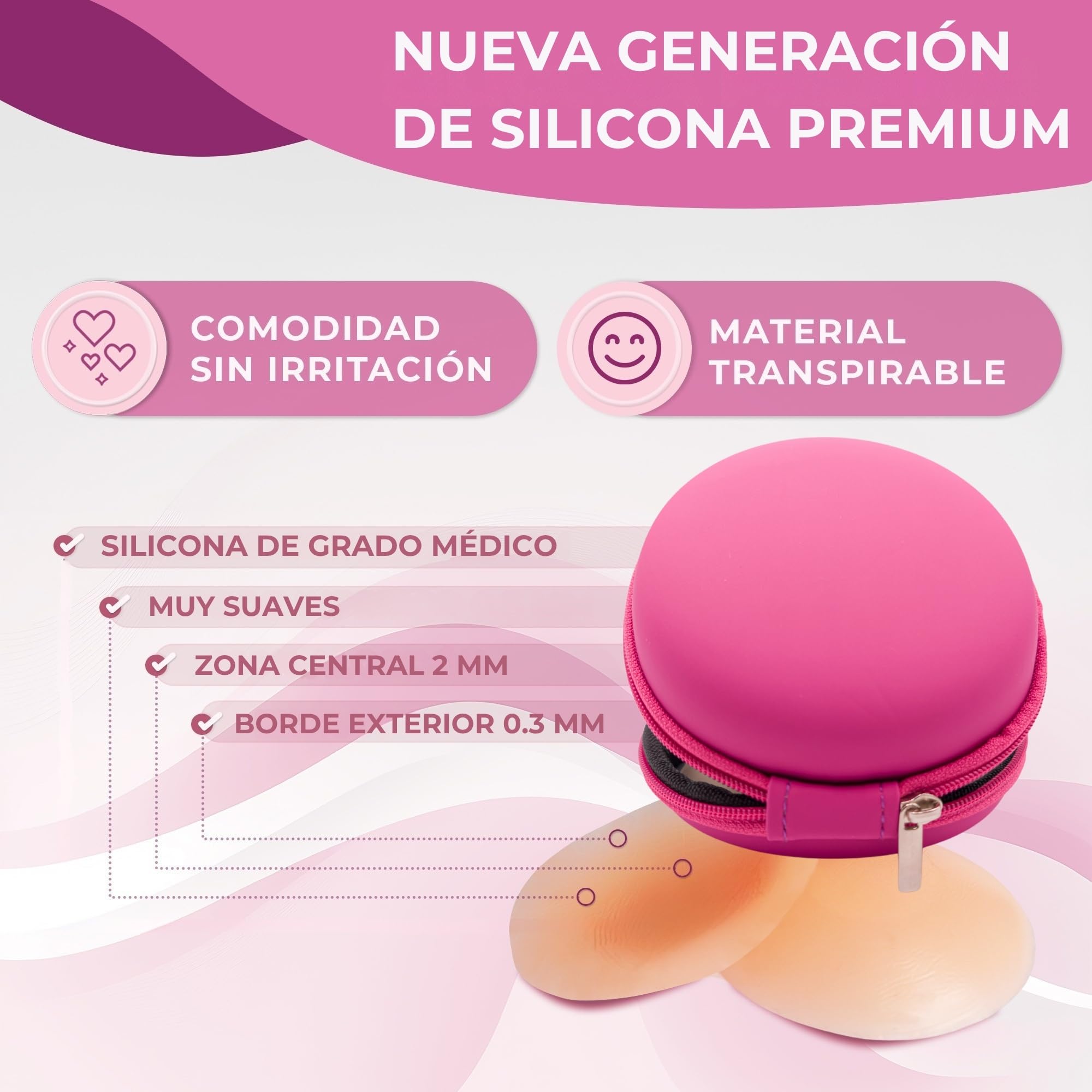 Pezoneras Adhesivas Invisibles Premium 8cmØ Cubre Pezones Reutilizables de Silicona Ultra Fina Hipoalergénicas Resistentes al Sudor y Agua