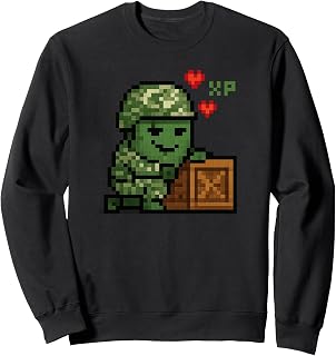 Pickle Camo Gamer Gaming Spawn Camping Waiting Retro Sweatshirt