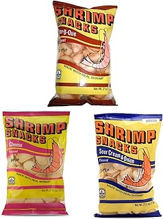 Generic Real Shrimp Chip Combination [Marco Polo Shrinp] Original/Onion Garlic/Cheese/Bar.B.Que/Sour Cream & Onion - AYCE Trial Box (3packs, Sour Cream/Cheese/BBQ)