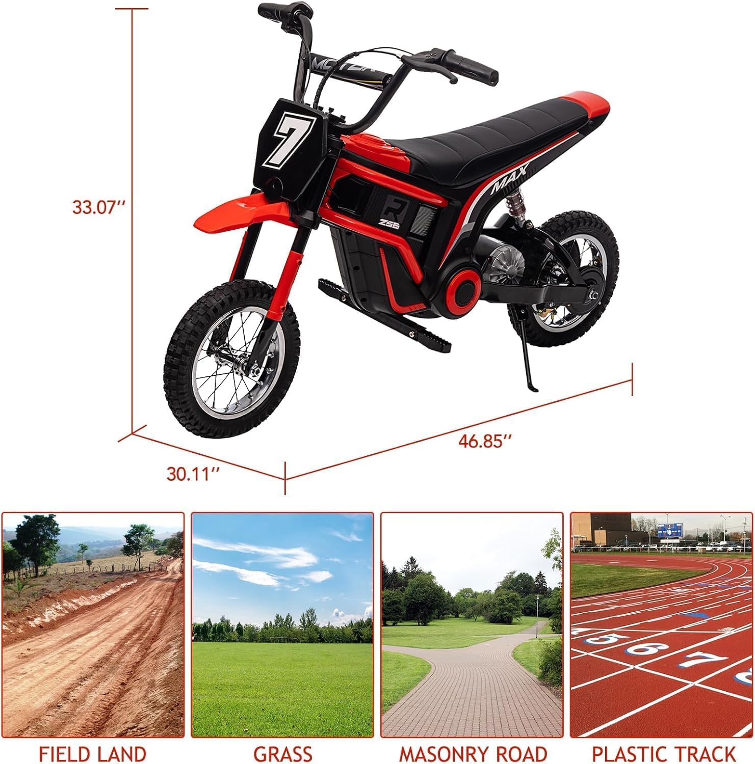 Kids Electric Dirt Bike, 24-Volt 350-Watt Electric Motorcycle, Up to 14.29 MPH, for Kids 8-14, 3-Speed Modes, Maximum Load 135 Lbs.