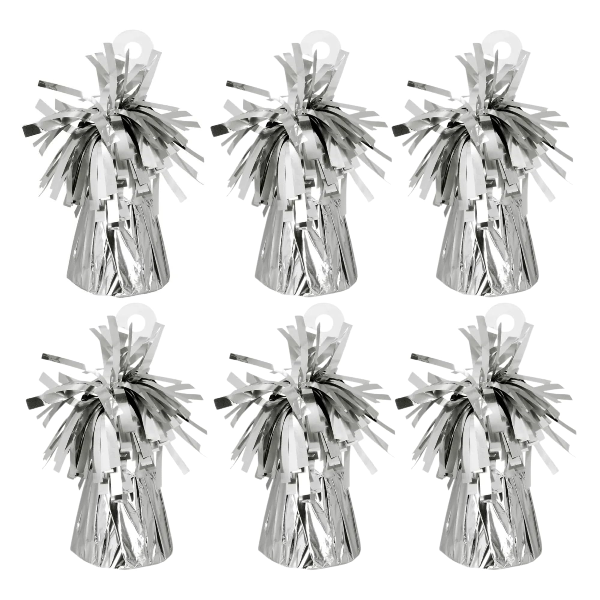 Foil Balloon Weights for Helium Balloons | Metallic Foil Balloon Holder | Birthday Parties, Events & Wedding Celebrations Decoration Accessory (Silver, Pack of 6)
