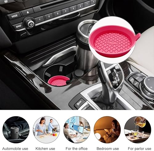 Miniatura 6 de 2 posavasos para automóvil, 2.75 pulgadas de silicona antideslizante, portavasos de silicona para automóvil, tapete universal empotrado para la