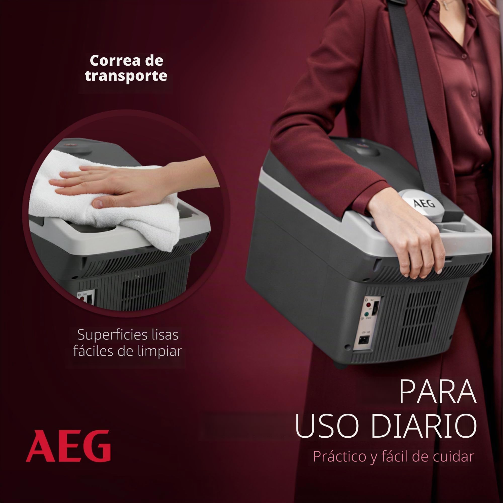AEG Automotive Board-Bar BK 16 enfriador y calentador termoeléctrico 16 litros, 12 voltios para coche y enchufe, se puede conectar al coche