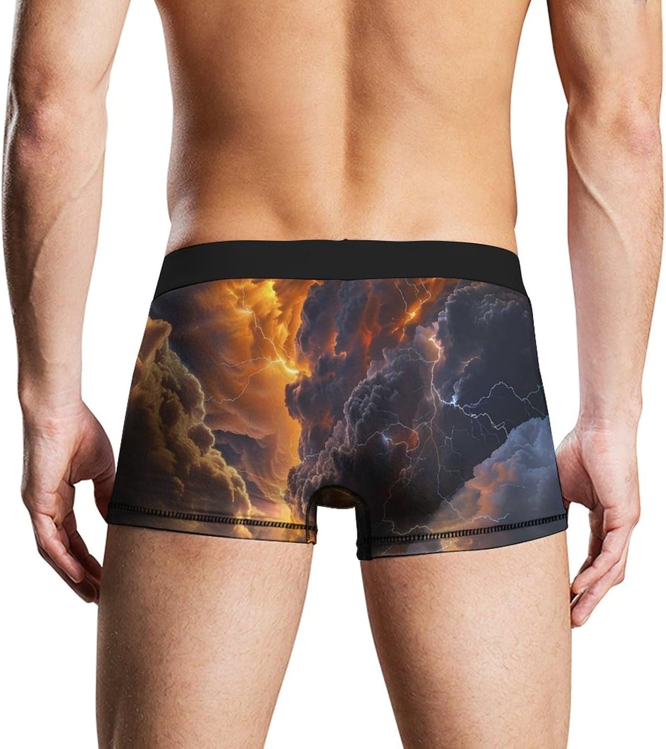 Natural Light-ning Clound Novelty Men's Trunks Soft Breathable Underwear Patterned Stretch Briefs