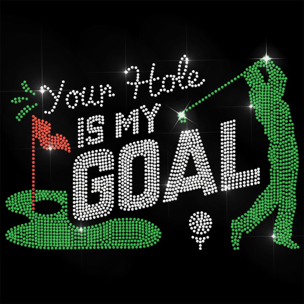 ANATTASOUL Golf Motif Rhinestone Iron-On 29.7 x 21 cm Sticker Iron on Crystal T Shirt Heat Transfer Patch Rhinestone Iron-On for Jackets, Bags, Jeans Crafts