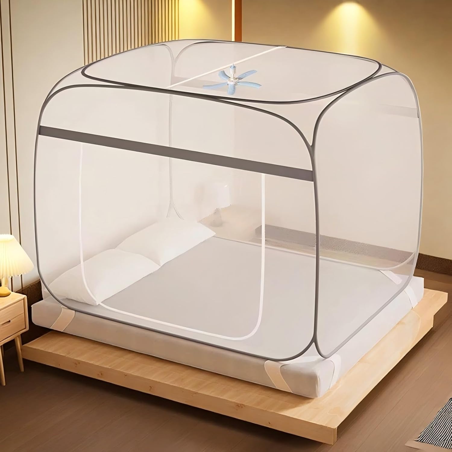 Mosquito Net for Bed,Large Folding Pop Up Mosquito Tent with Net Bottom, 2 Entries, Suit for Twin to King Size Bed(71"x79"x59")