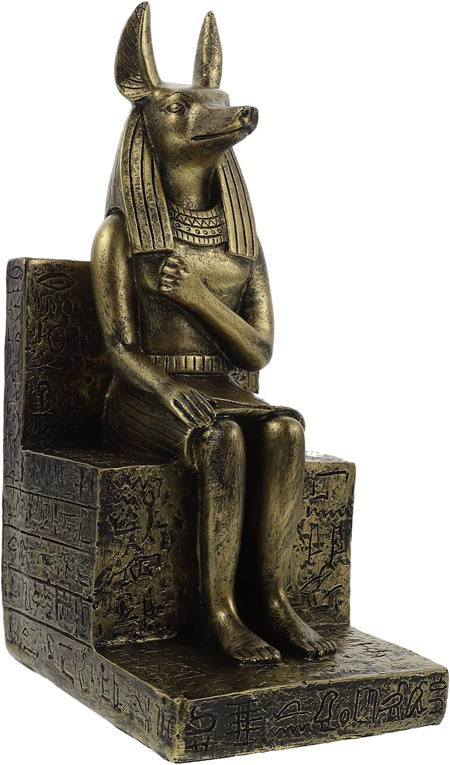 Happyyami Egyptian Anubis Dog Sitting Figurine Jackal God Statue Animal Collectible Figurine Resin Sculpture Ornament for Home Office Decoration Golden