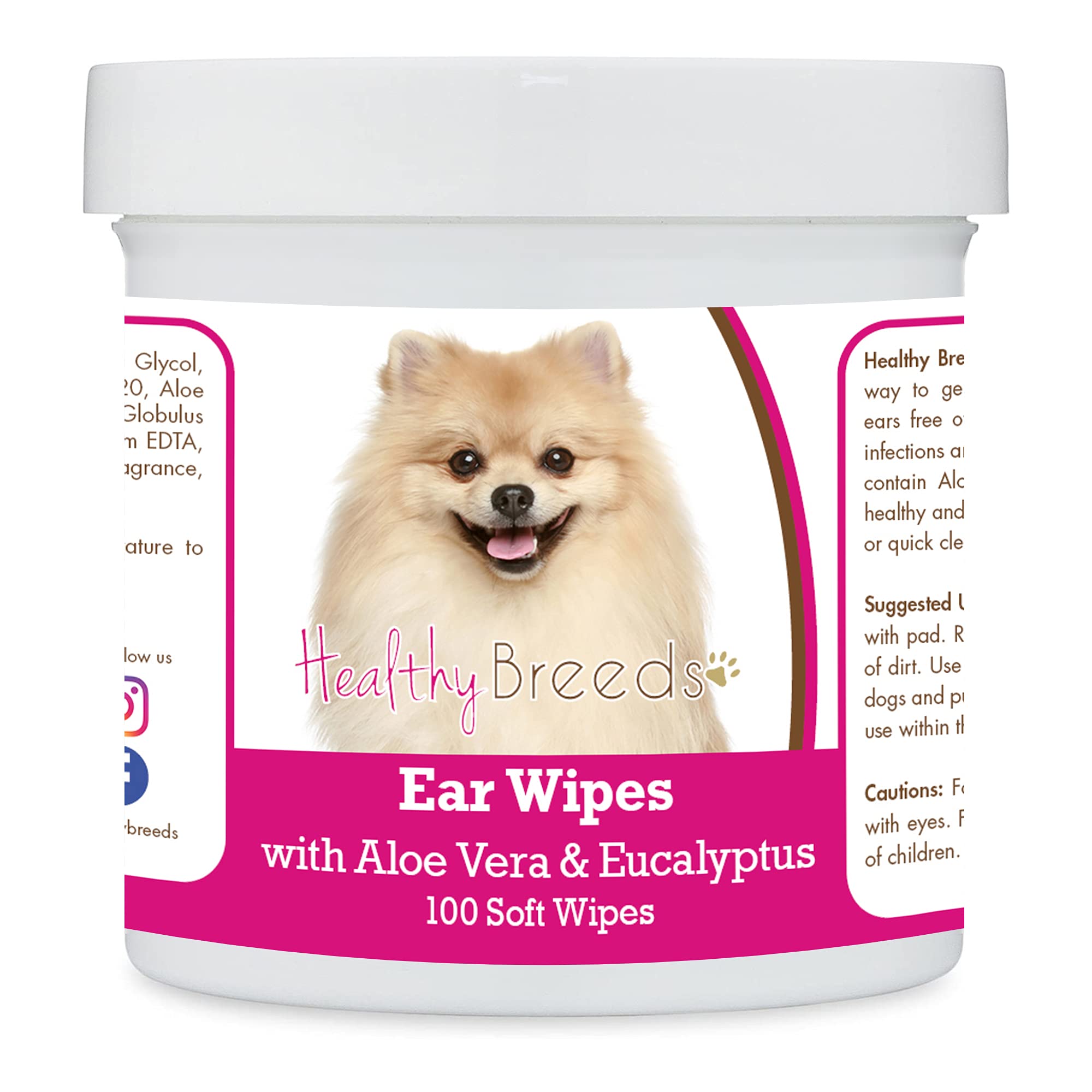 Healthy Breeds Pomeranian Ear Cleaning Wipes with Aloe &amp; Eucalyptus for Dogs 100 Count