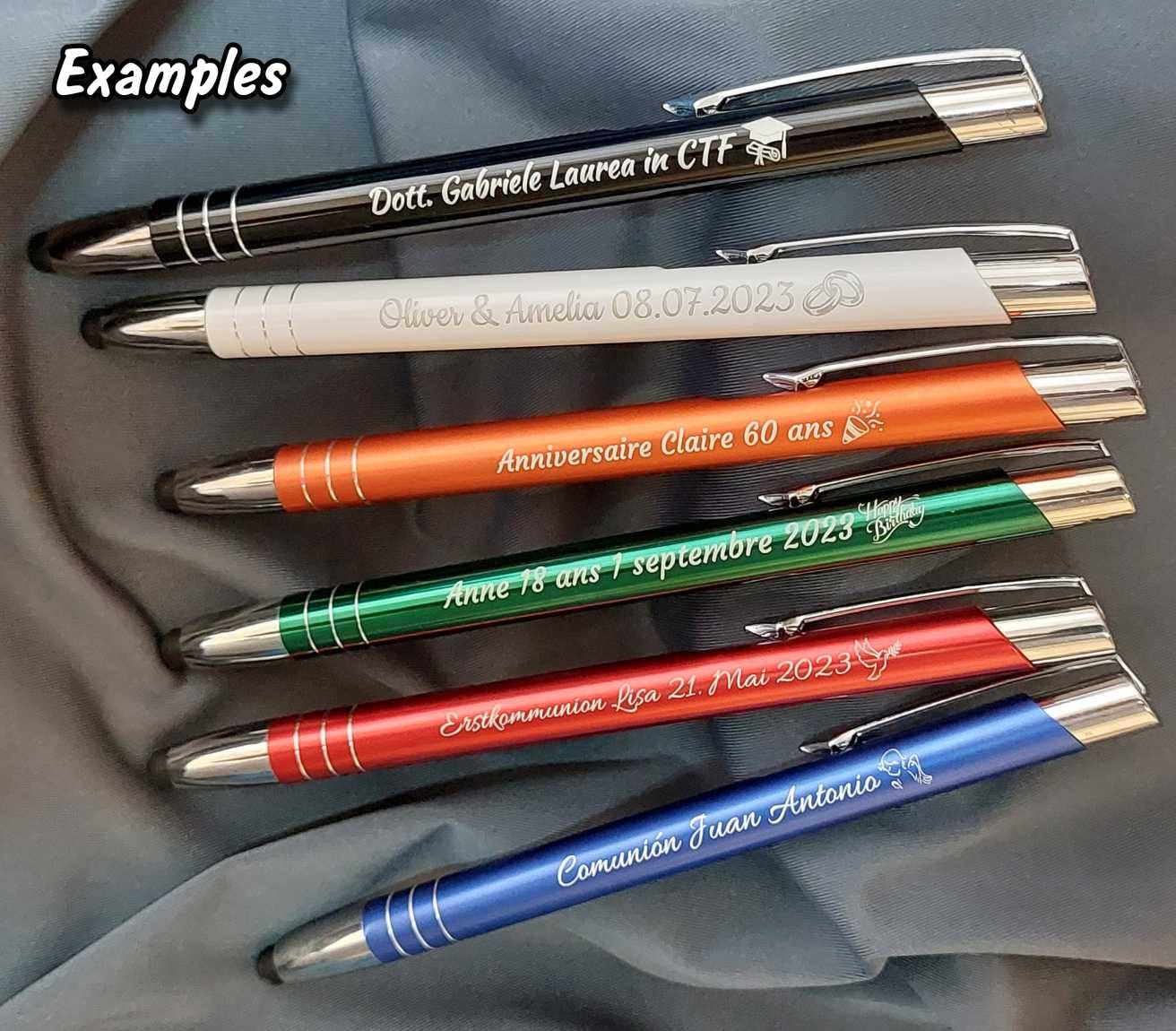 Kugelschreiber mit Gravur und Touchpen Funktion - Geschenk hochwertig für jeden. Personalisierter kugelschreiber perfekt als Werbegeschenke, Firmenartikel - 56 grafische Symbole zur Auswahl (100)