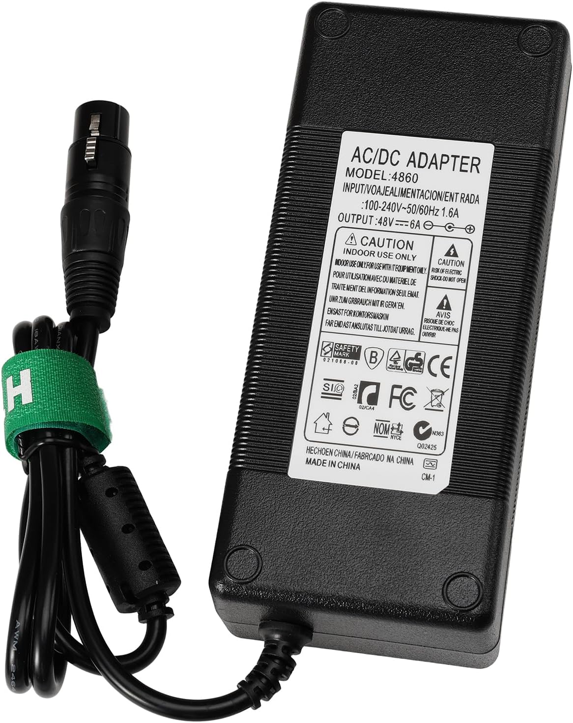 AC Power Supply Adapter for Aputure Amaran 200d S, 200x S LED Light, Female XLR 3-pin 48V 6A DC in