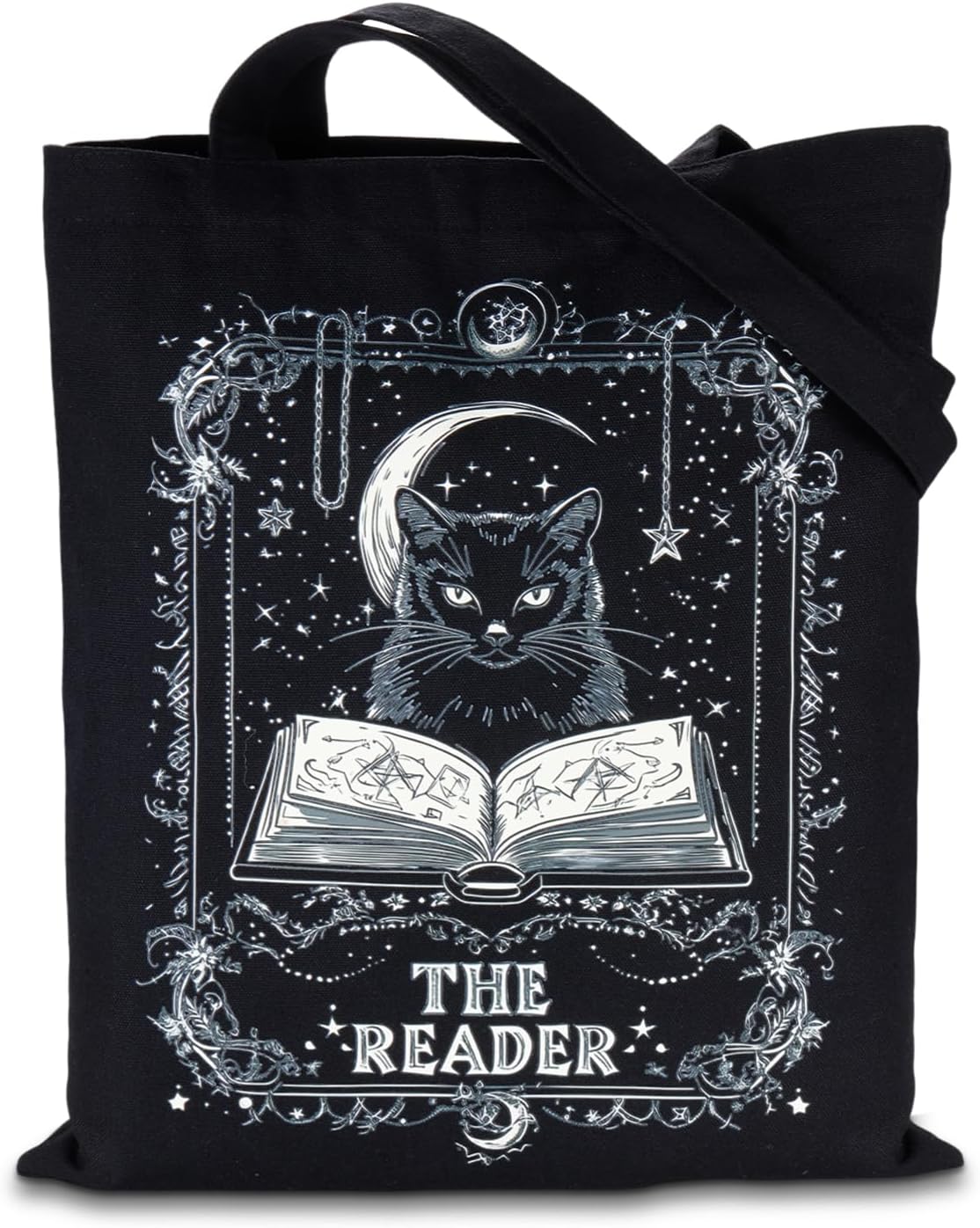 Gothic Bag Shopping Reusable Grocery Bags, Black Cat Canvas Tote Bag for Women, Valentines Day Birthday Gifts for Her, Cute Tote Bags for Shopping, Library, Canvas Aesthetic Tote BAg Work Travel