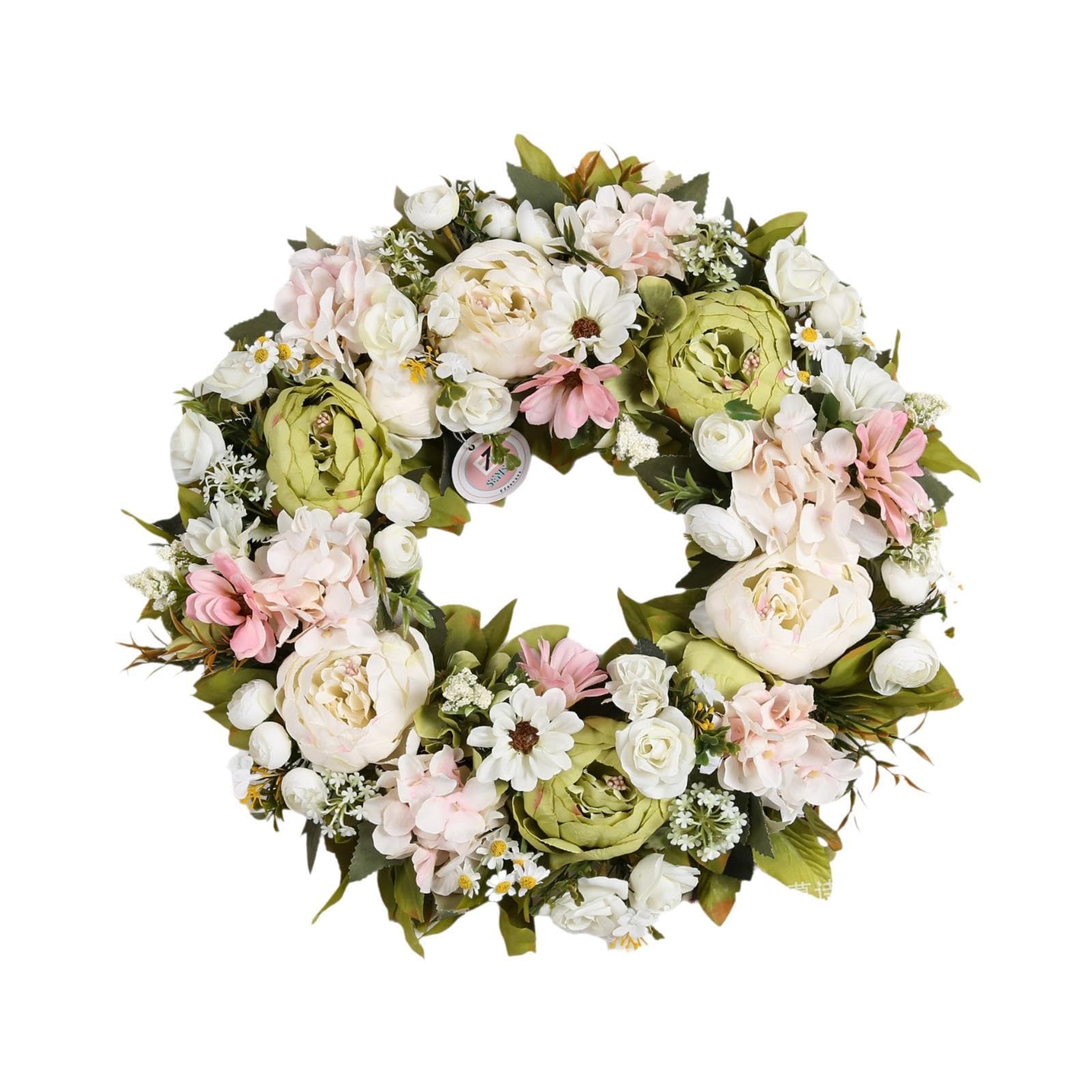 Ghirlanda Floreale Da 45 Cm (18 Pollici) con Foglie Peonie, Ideale per Decorare Un Ufficio O per Feste.