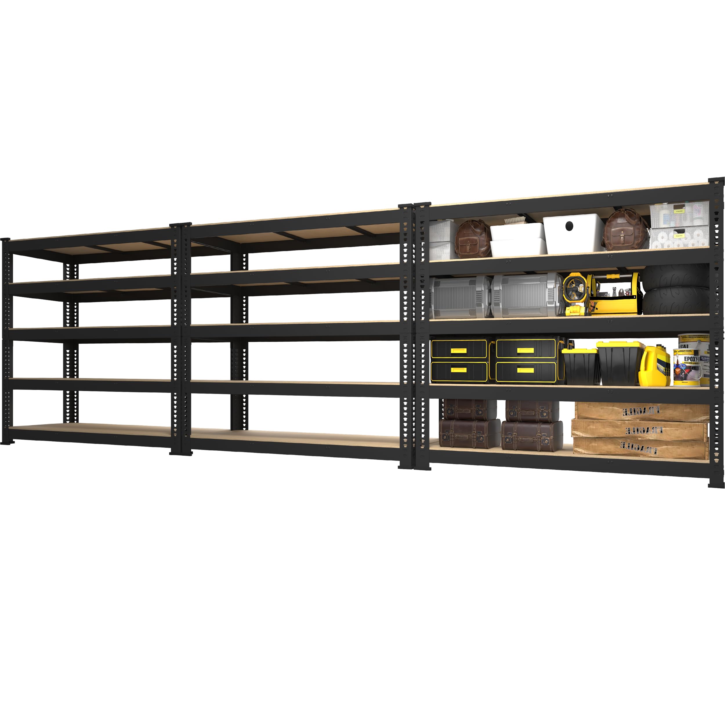 PrimeZone 48" W x 18" D x 72" H Garage Shelving Heavy Duty - Adjustable Metal Storage Shelves, 5 Tier Industrial Shelving Unit, Utility Shelf Rack for