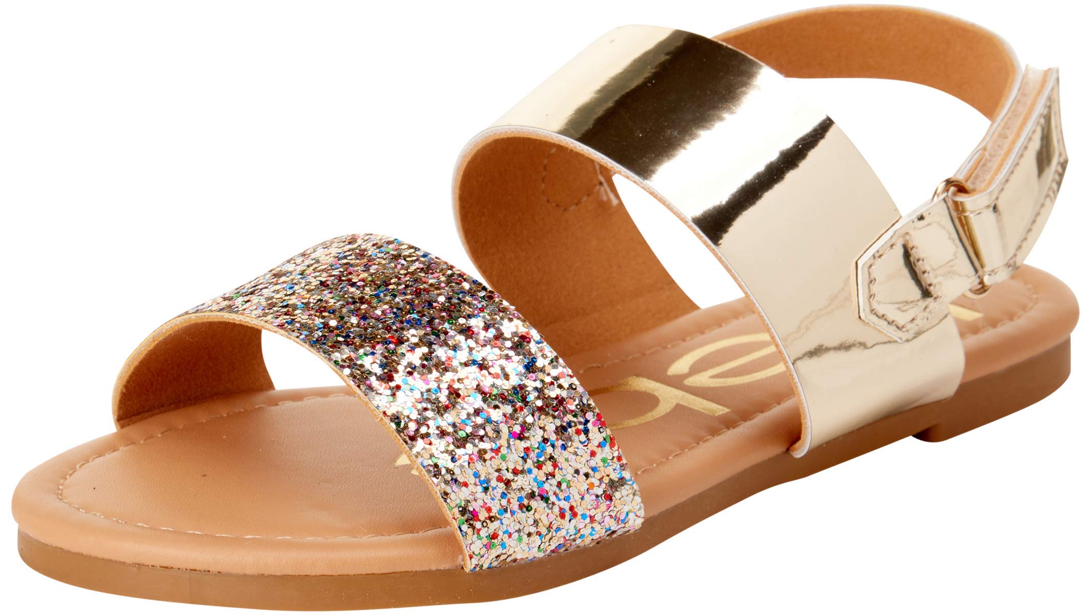 bebe Girls Sandals - Big girl and Toddler Girl Sandals with Durable Leather and Glitter Straps, Summer Dress Shoes for Girls