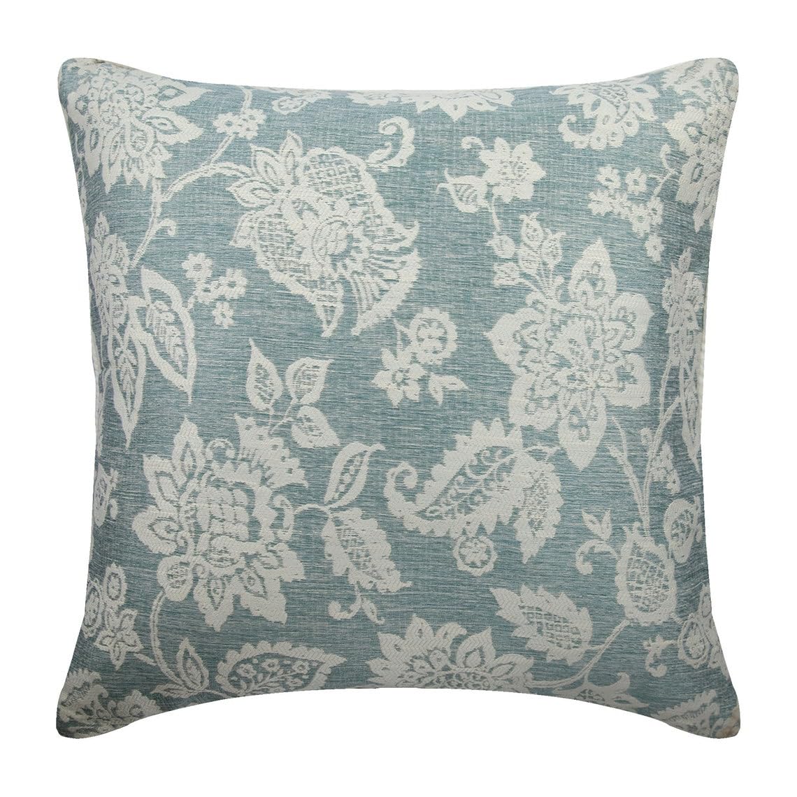 The HomeCentric Blue & Ivory 26"x26" (65x65 cm) Euro Sham Covers, Jacquard Embroidery European Shams, Nature & Floral Pattern Victorian Style - Vintage Fleur โ image 1