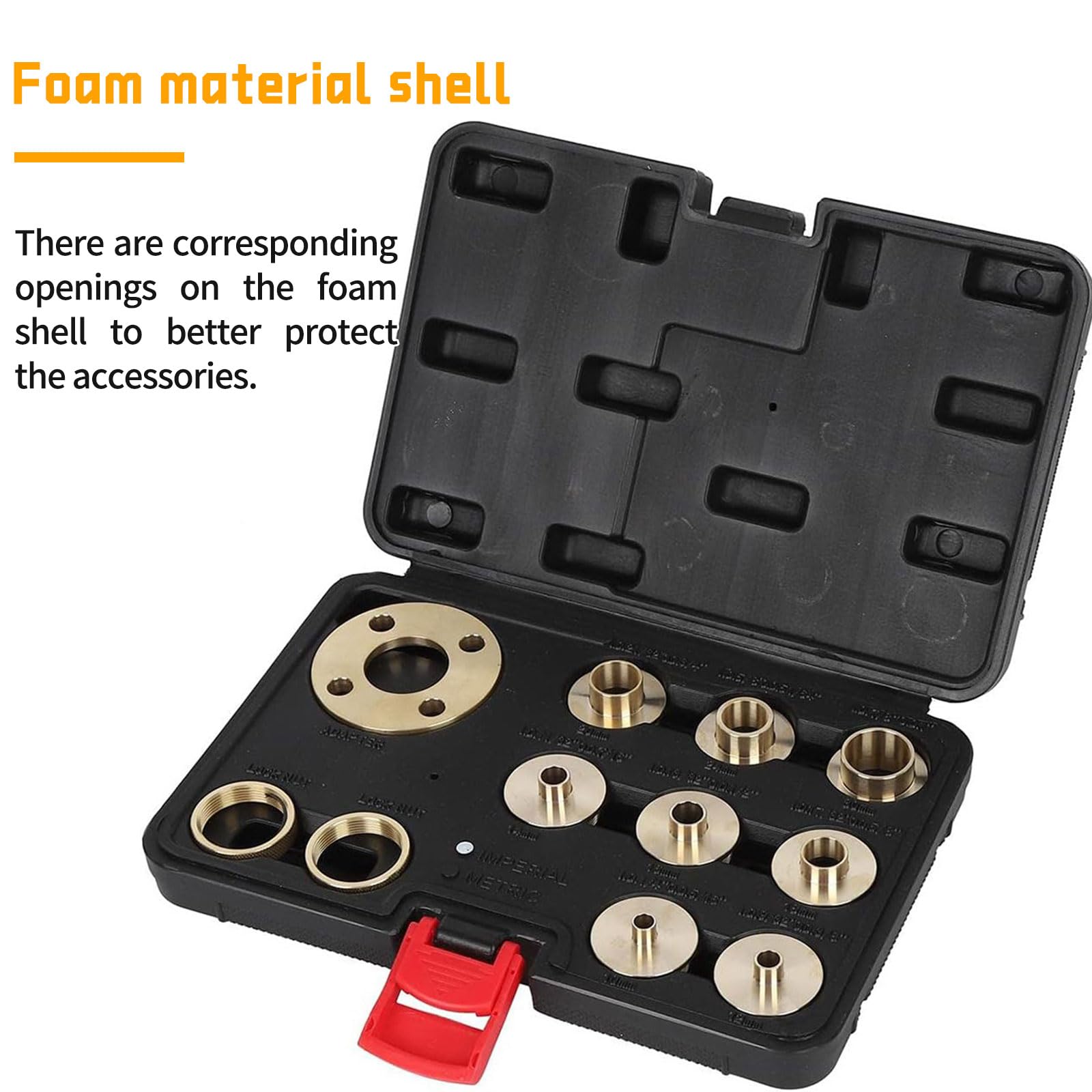 11pcs Brass Router Template Bushing Guides Sets Kit, Kontermutter Adapter Router Zubehör 5/16 bis 1 Zoll für Router-Unterbasen im Porter Cable-Stil,Ausschnittarbeiten,Schwalbenschwanz mit Tragetasche