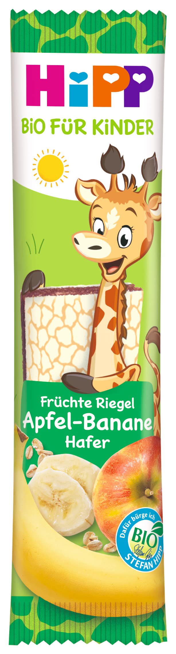 HiPP Giraffe Riegel Apfel-Banane-Hafer (22 x 23g), ab 1 Jahr, Süße nur aus Früchten, in bester Bio-Qualität