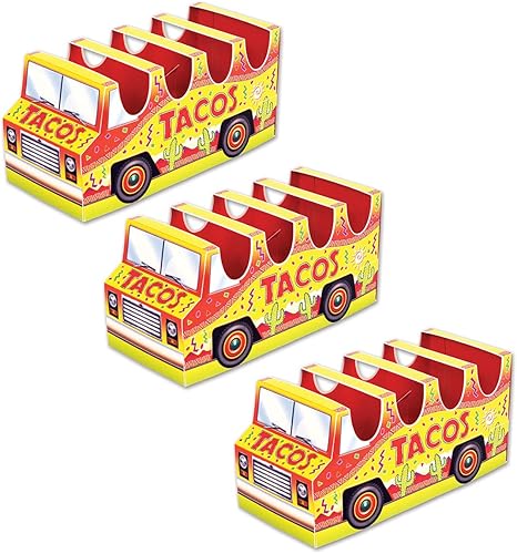 Miniatura 1 de Beistle 3-D Taco Truck Centro de mesa, 5 "x 10½", amarillo y rojo