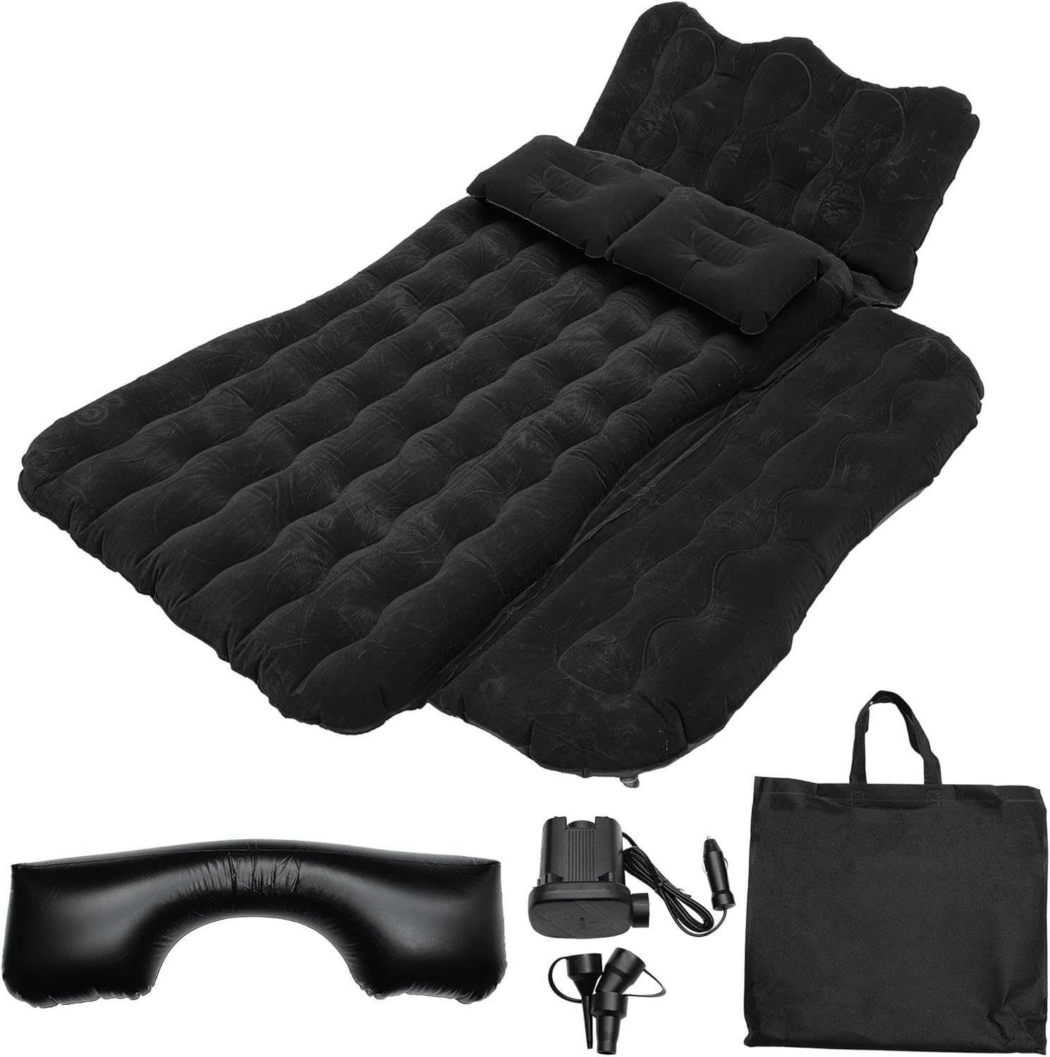 ACROPIX Inflatable SUV Truck Car Air Mattress Back Seat Camping Bed Thickened Car Sleeping Pad for Travel Car Bed SUV Mattress with Car Air Pump and Pillows Black