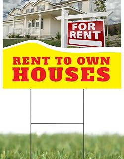 Rent To Own Houses | Full Color Sidewalk Display Sign Board with Metal Ground Stakes | 24"w x18"h Inches