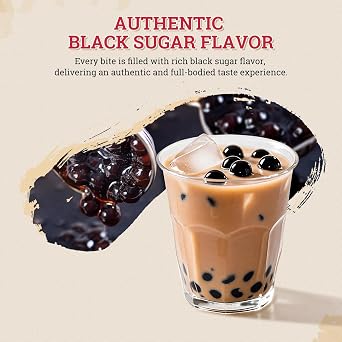 52USA Boba Tapioca Pearl, Black Sugar Flavor, Fresh Bubble Tea Pearl, 8.8 Oz (Pack of 5), Black Tapioca Pearl For Bubble Tea, Ready in 5 Minutes