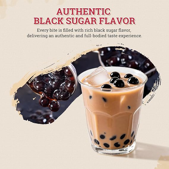 52USA Boba Tapioca Pearl, Black Sugar Flavor, Fresh Bubble Tea Pearl, 8.8 Oz (Pack of 5), Black Tapioca Pearl For Bubble Tea, Ready in 5 Minutes