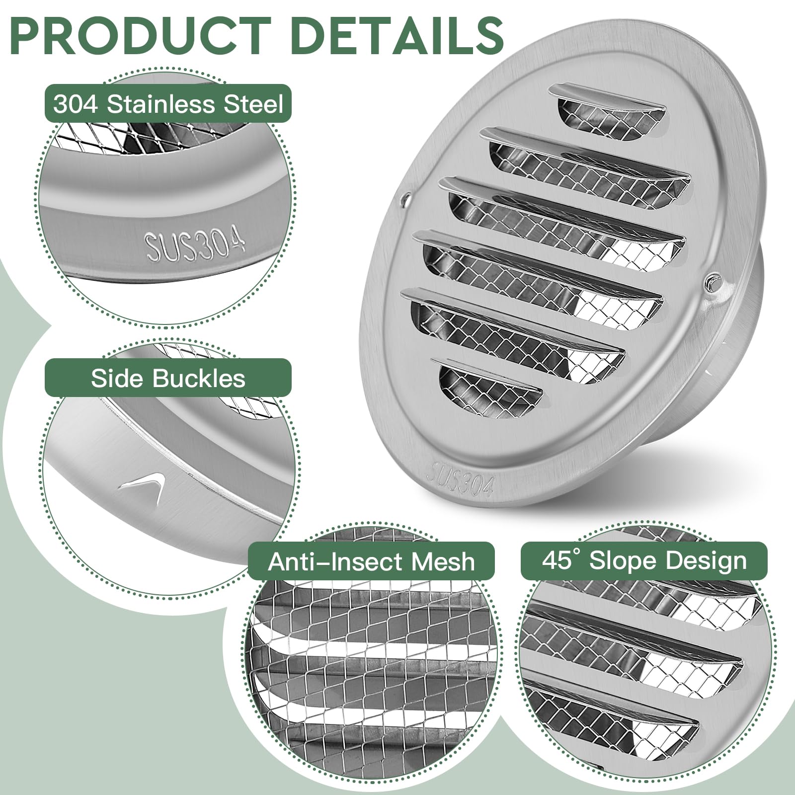 TMISHION Grille D'aération Ronde Murale Grille De Ventilation Ronde En